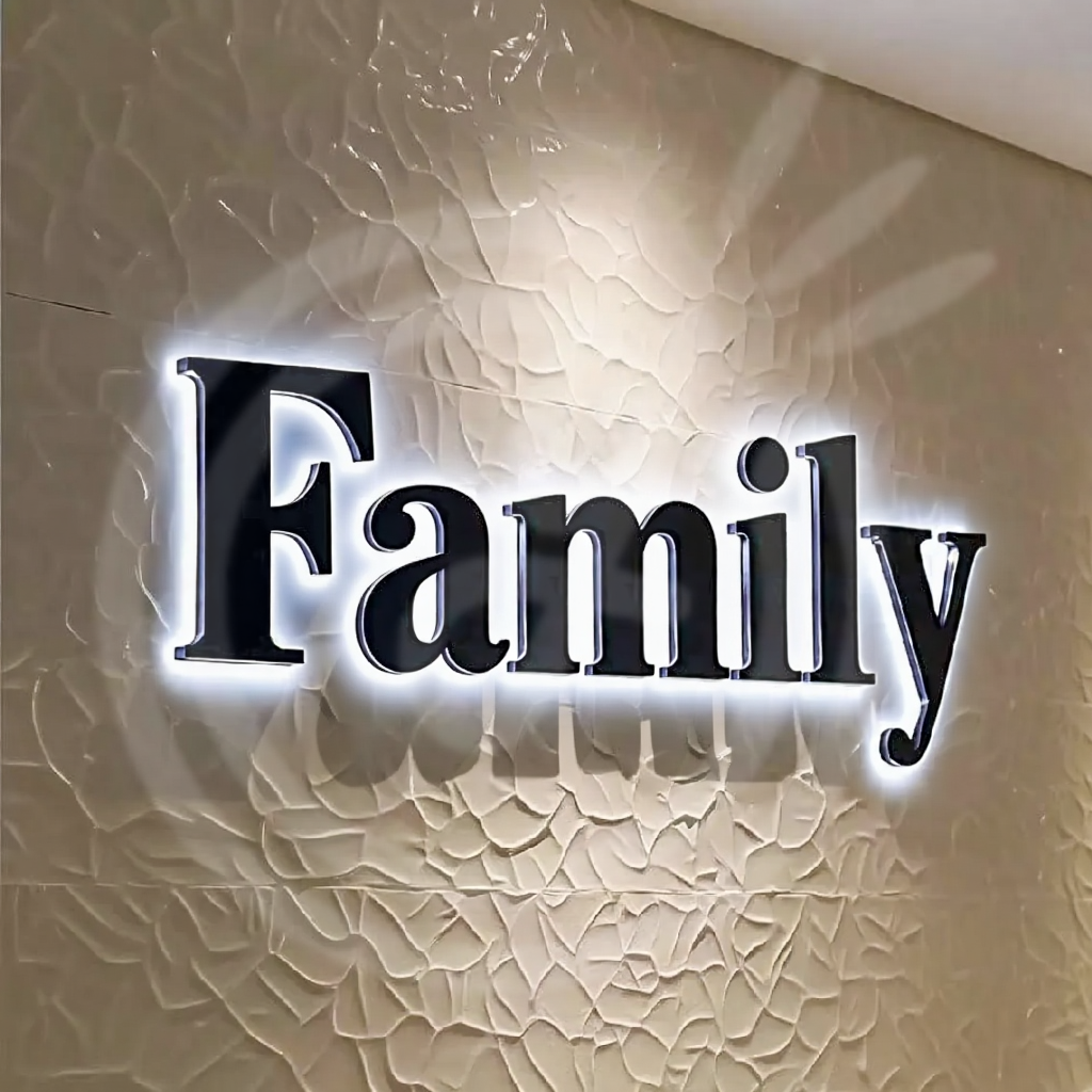 Panneau lumineux LED en métal personnalisé avec Logo mural, lettres lumineuses pour magasin d'entreprise en plein air, décoration de signalisation acrylique 3D d'affaires