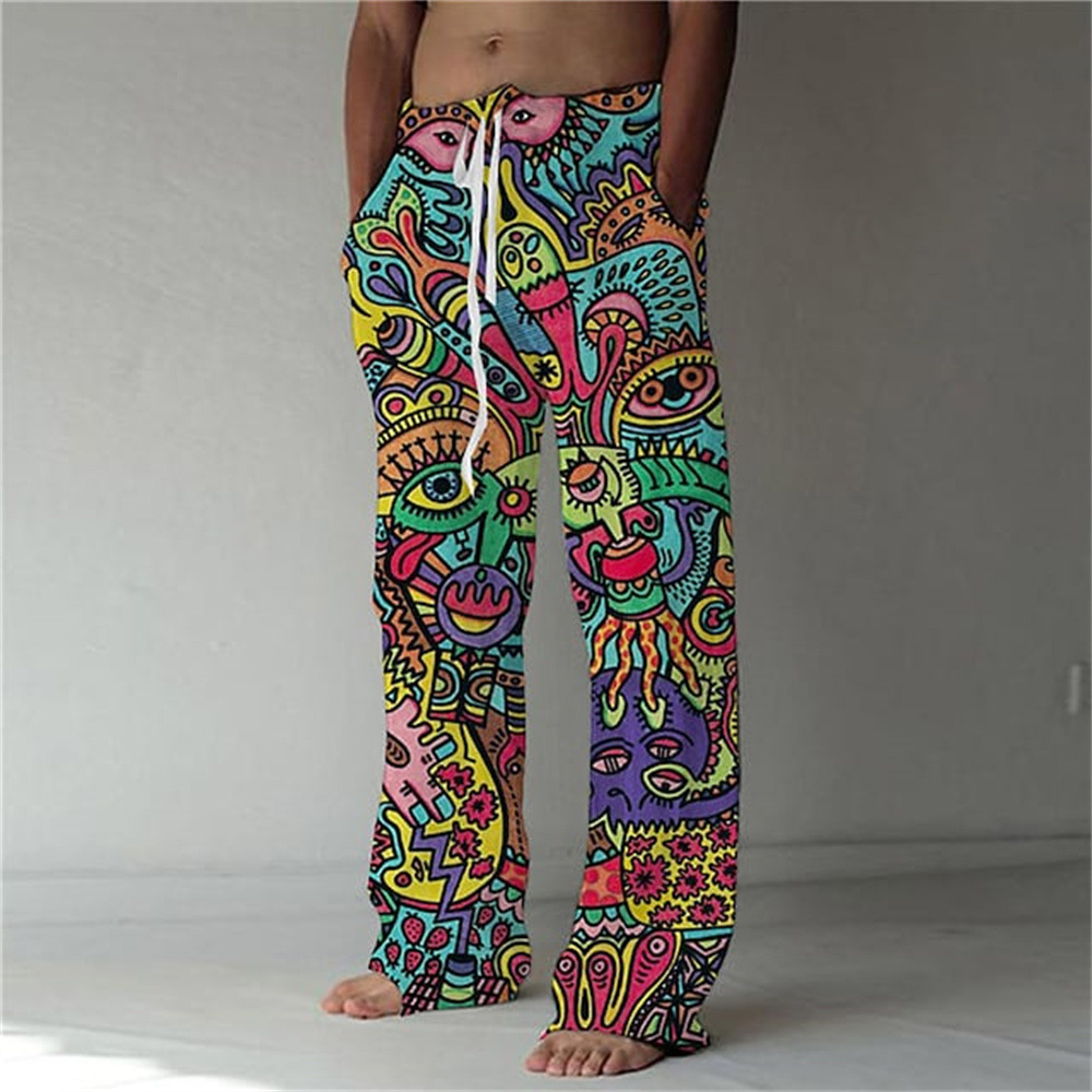 Pantalones anchos para hombre con estampado de estilo hip-hop impreso en 3D, pantalones de hombre modernos, cómodos y de alta calidad, pantalones de hombre con estampado a la moda.