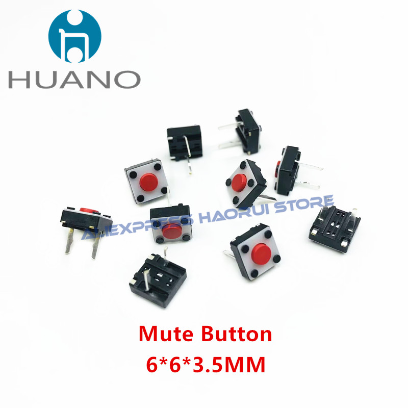 10 ~ 100 sztuk HUANO przycisk wyciszenia 6*6*3.5mm cichy przełącznik bezprzewodowa mysz przycisk myszy przewodowej mikroprzełącznik 6X6X3.5 cichy przełącznik