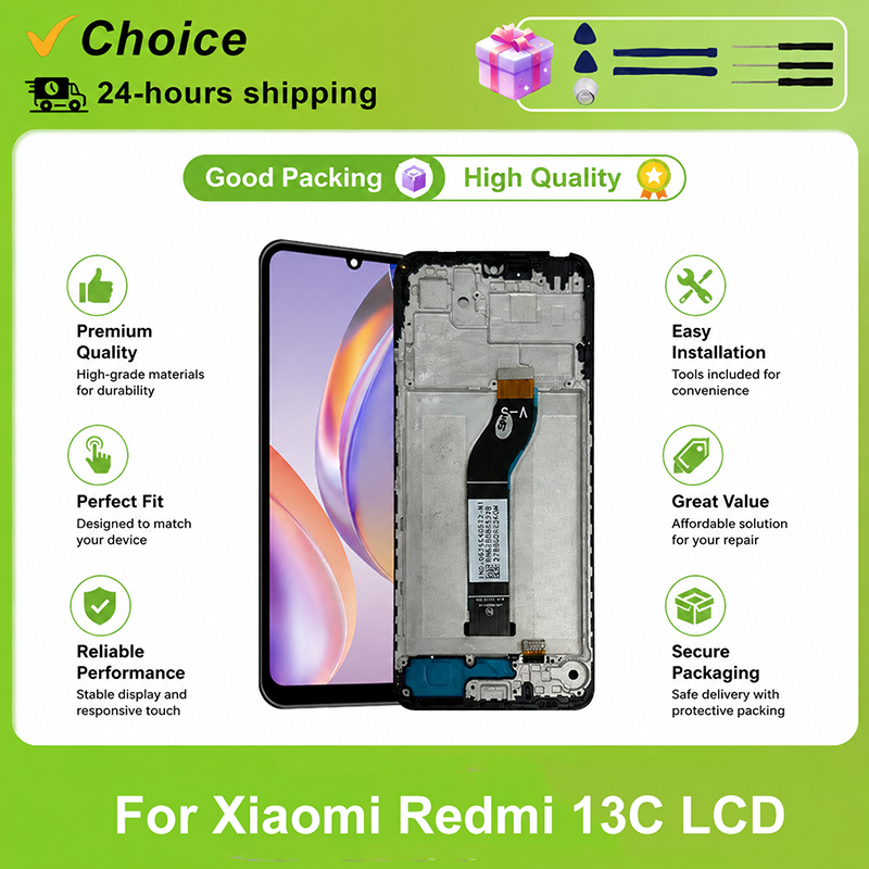 IPS 6.74" For Xiaomi Redmi 13C Display 3100RN82L Touch Screen Digitizer For Redmi  23106RN0DA 23108RN04Y 2311DRN14I LCD Display