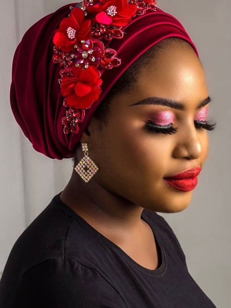Elegante Blume Diamanten frauen Turban Kappe Afrikanische Party Headwear Hut Dame Kopf Wraps Muslimischen Kopftuch Hüte Turbante Mujer