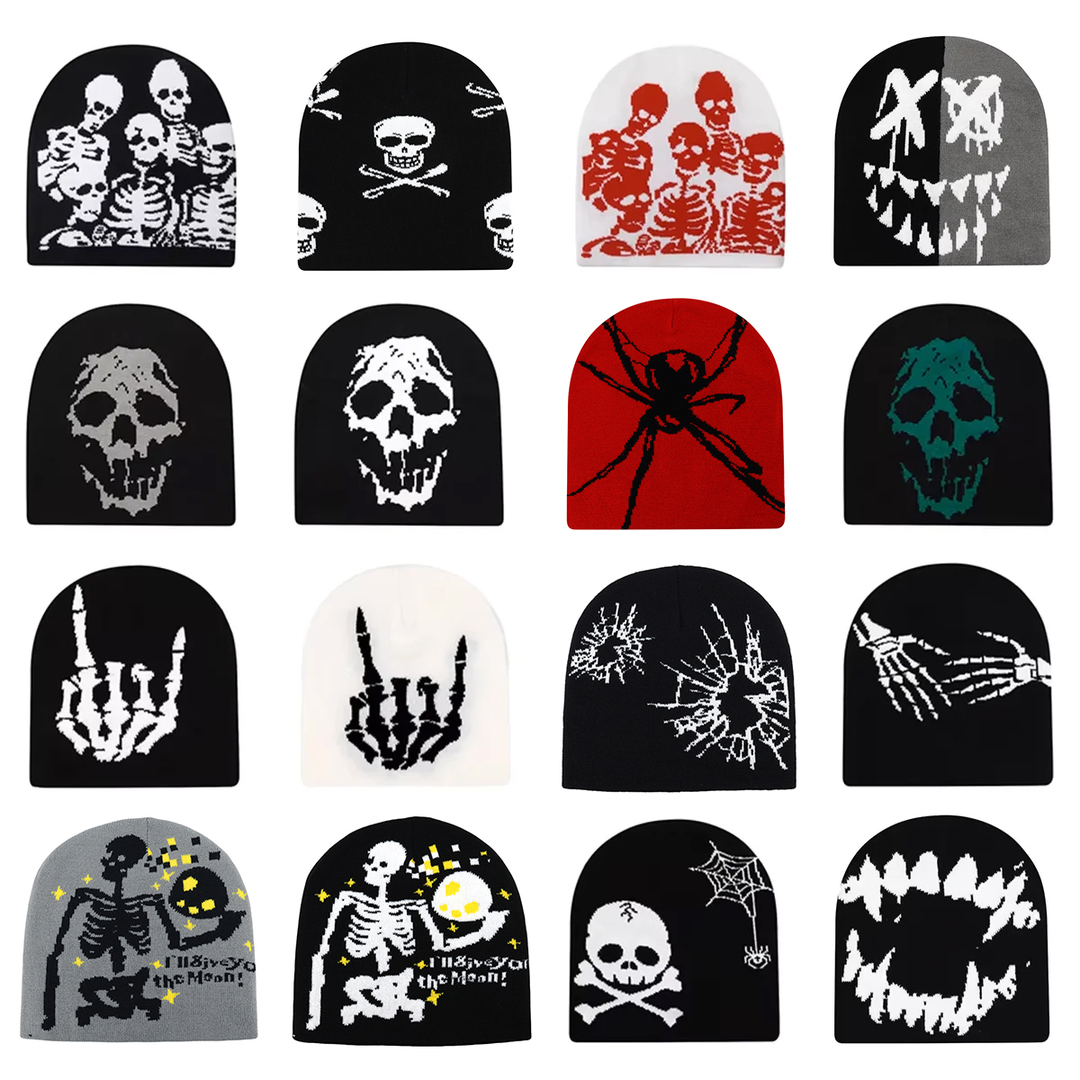 Berretti Moda Stampa teschio Y2K Cappelli lavorati a maglia per donna Uomo Protezione per le orecchie Autunno inverno Antivento Mantieni caldo Gorras Hip Hop Cap