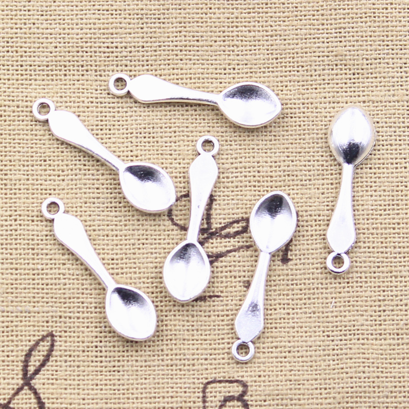 Breloques cuillère de cuisine 26x7mm, 50 pièces, pendentifs couleur argent Antique, bricolage artisanat, résultats de fabrication de bijoux tibétains faits à la main