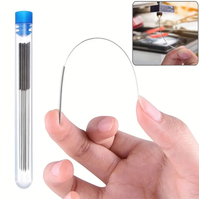 Kit de limpieza de boquillas de impresora 3D, 0,2/0,25/0,3/0,35/0,4mm, limpiador de agujas de limpieza de boquillas de acero inoxidable para limpiaparabrisas de coche, estufas de Gas