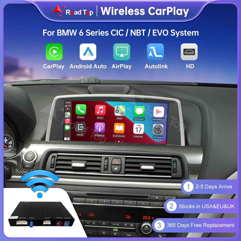 Road Top CarPlay inalámbrico para BMW, Serie 6, F06, F12, F13, G32, CIC,NBT,EVO, Android, Auto Mirror Link, reproductor de coche AirPlay, 2010-2020