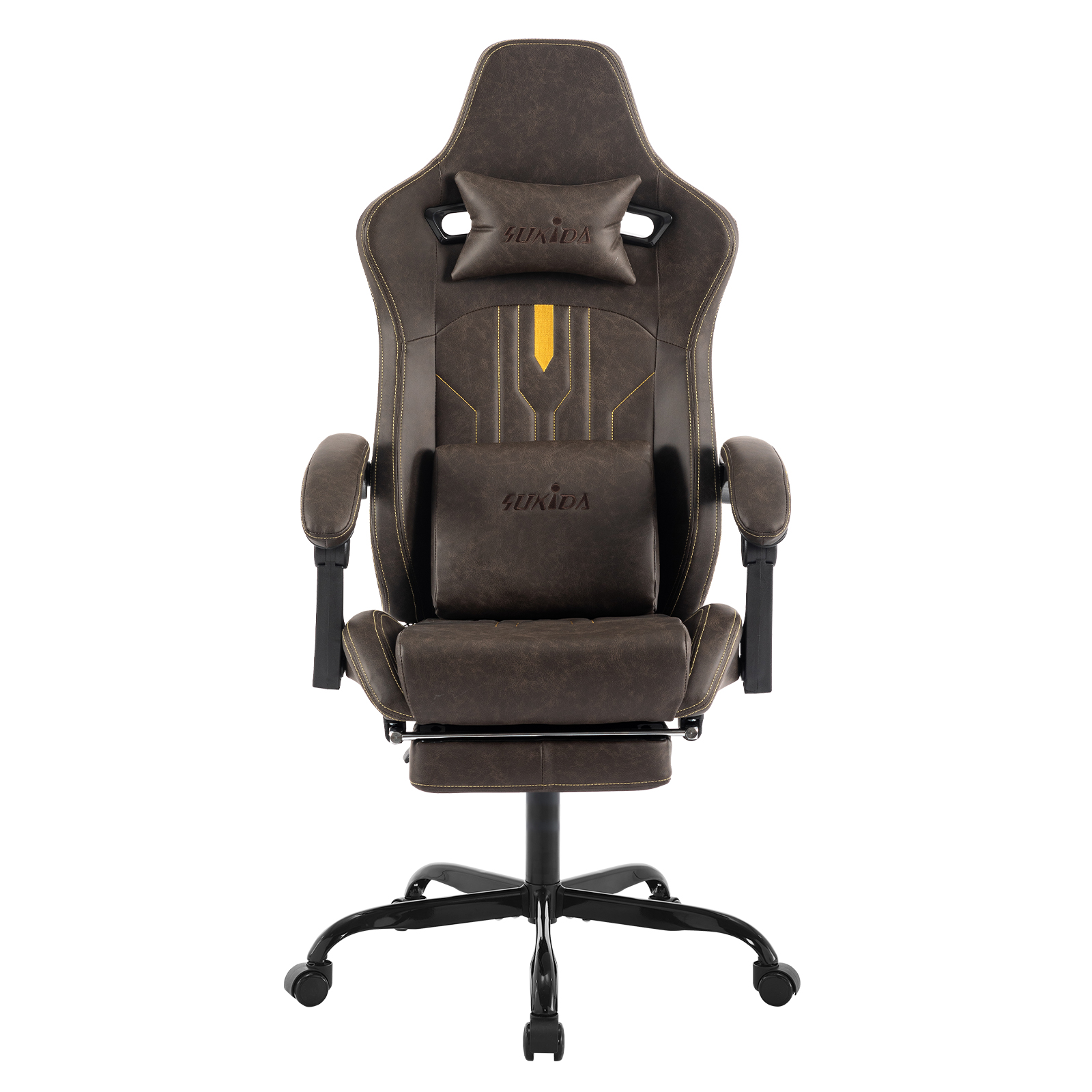 SUKIDA Ergonomischer Gaming-Stuhl mit Fußstütze Computer-Bürostuhl Lendenwirbelstütze für Komfortables Sitzgefühl