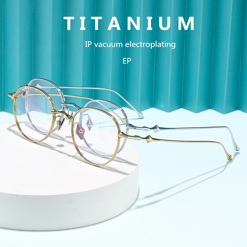 Gafas de titanio de alta calidad, monturas de gafas ópticas Retro para hombres y mujeres, montura de gafas graduadas para miopía, gafas redondas de lectura