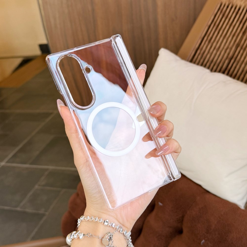 For Samsung Galaxy Z Fold 7 For Magsafe Case Transparent Hinge Shockproof Wireless Charging Magnetic No Front Cover Accessories