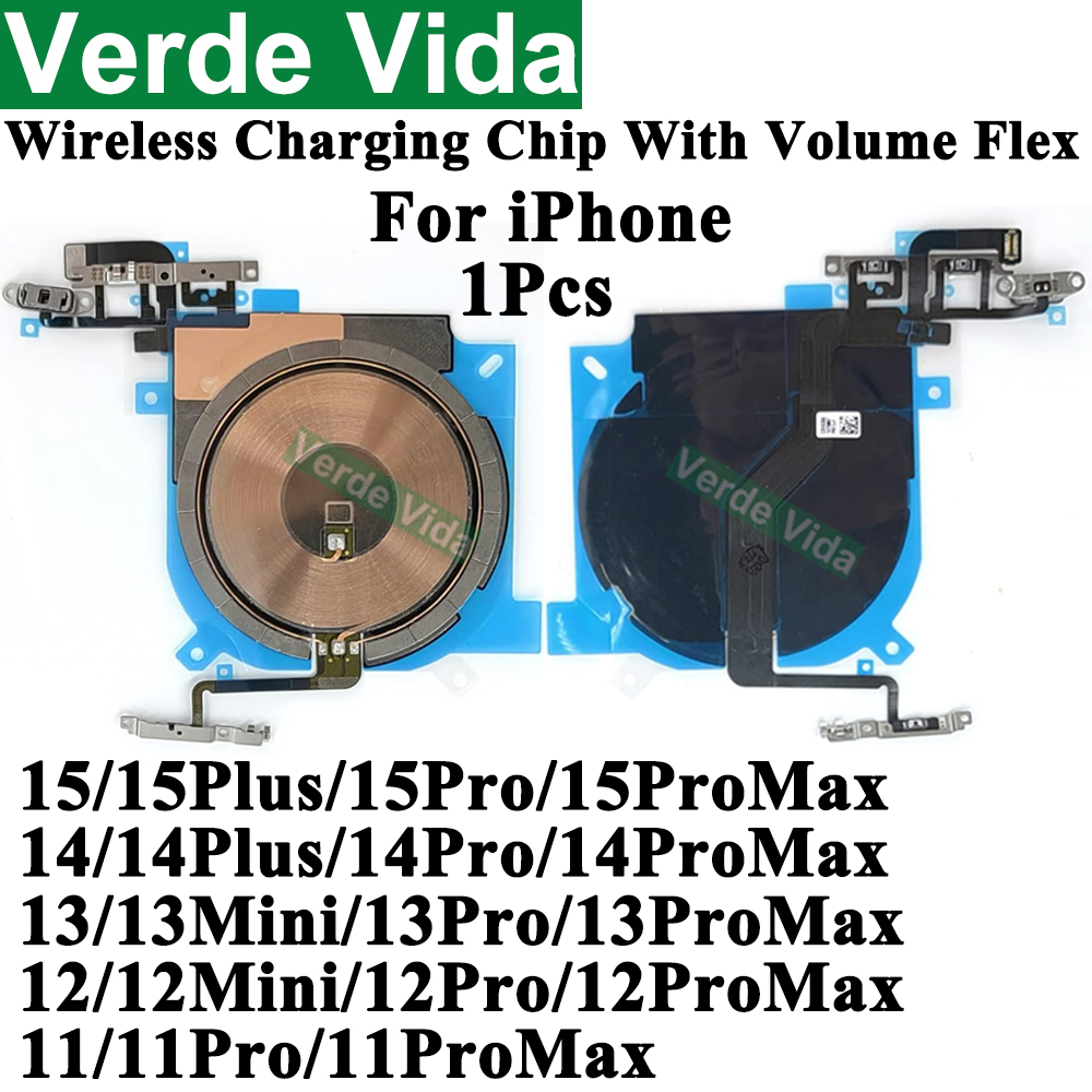 1 шт. беспроводная NFC для iPhone 13 14 Pro Max 15 Plus, зарядная катушка, зарядная панель с гибким кабелем регулировки громкости, запасные части для антенны