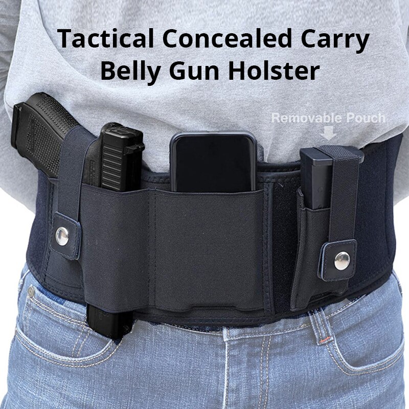 Coldre tático para pistola de barriga, faixa de cintura oculta, suporte para pistola com bolsa de revista, coldre invisível
