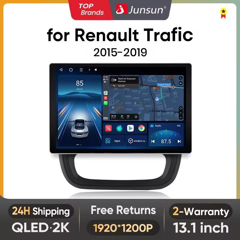 Junsun-reproductor multimedia con pantalla de 13,1 "para coche, autorradio 2K con CarPlay inalámbrico, Android, para Renault Trafic 3 2015-2019, Opel Vivaro B