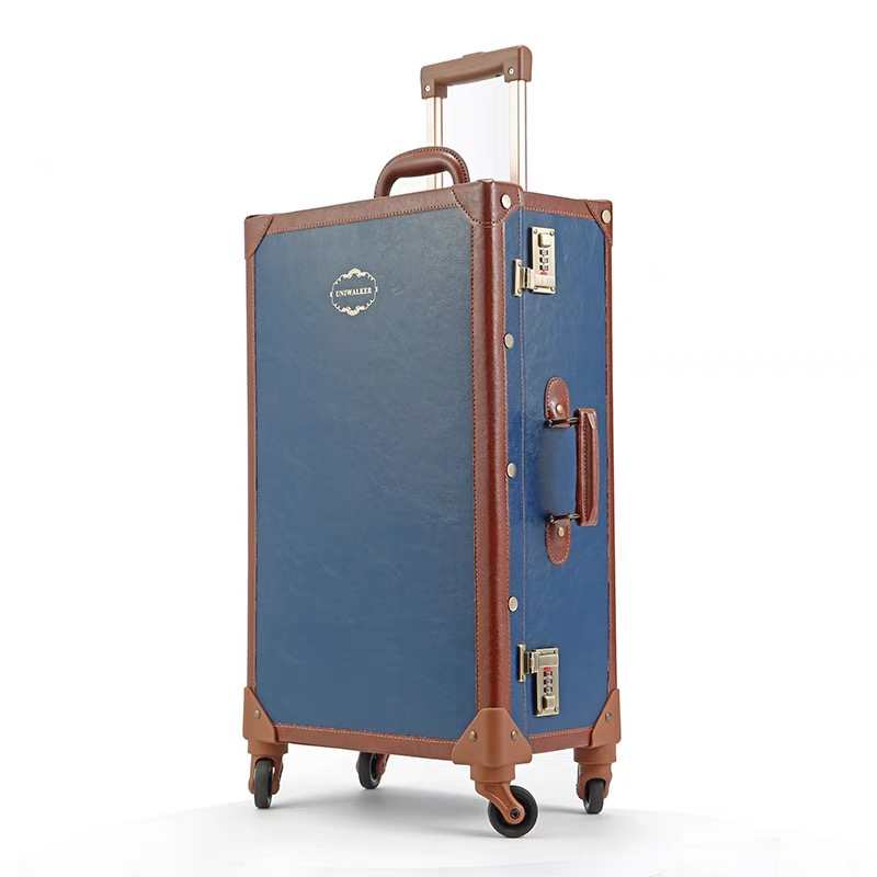Mala de rolamento de couro PU para mulheres, bolsa de viagem retrô, carrinho vintage, caixa de embarque de alta qualidade, meninas, nova, quente