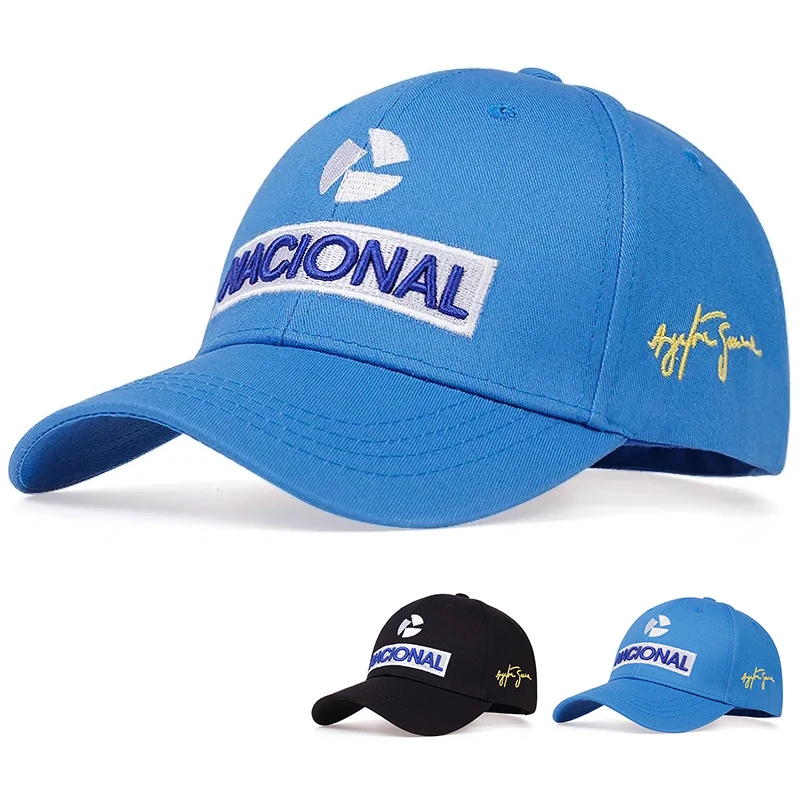 Topi Bisbol Bordir Huruf NACIONAL Uniseks Topi Kasual Luar Ruangan Musim Semi dan Musim Gugur yang Dapat Disesuaikan Topi Tabir Surya Topi Golf Olahraga
