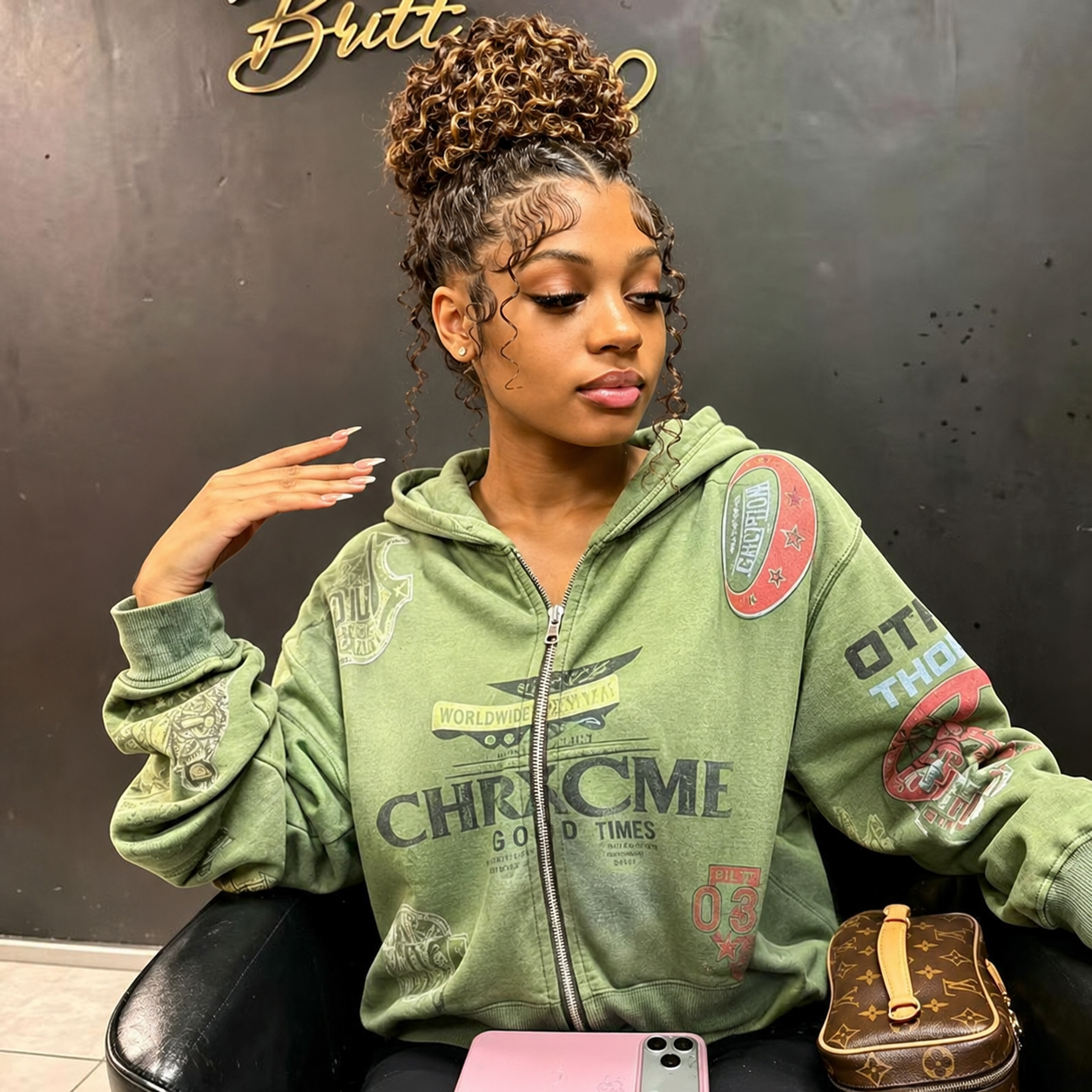 Smilegirl Perruque en cheveux humains 230 Density Highlight, Lace Front 13x6 Deep Wave, Bouclée, Colorée 4/27, Perruque Frontale 360 Full Lace, 32 pouces