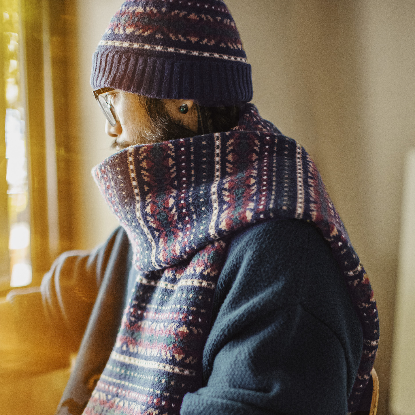 Maden vintage fair isle cachecol e gorro conjunto à prova de vento chapéu de malha padrão cachecol wram malha unissex acessórios de inverno presente perfeito
