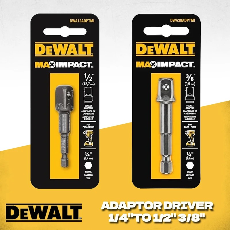 DEWALT DWA12ADPTMI DWA38ADPTMI MAX IMPACT™ 1/4" TO SQUARE 1/2" or 3/8" ADAPTOR Driver Tool Accessories