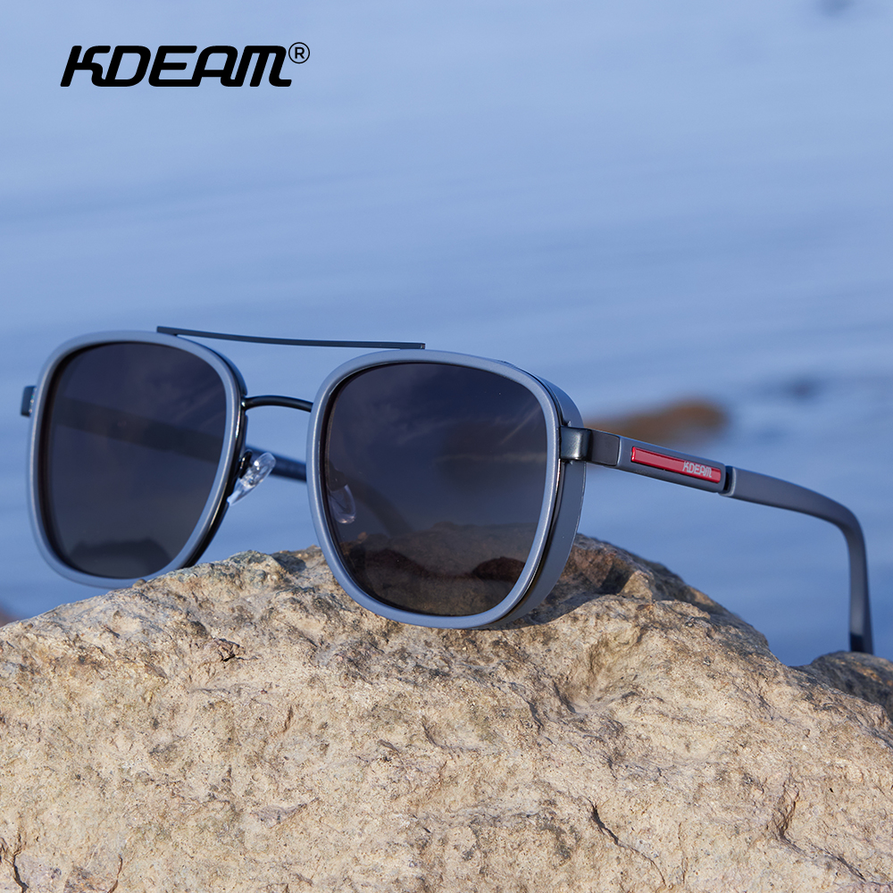 KDEAM Shield gafas de sol polarizadas para hombre, gafas de sol TR90 de alta calidad, gafas para conducir y pescar con estuche con cremallera