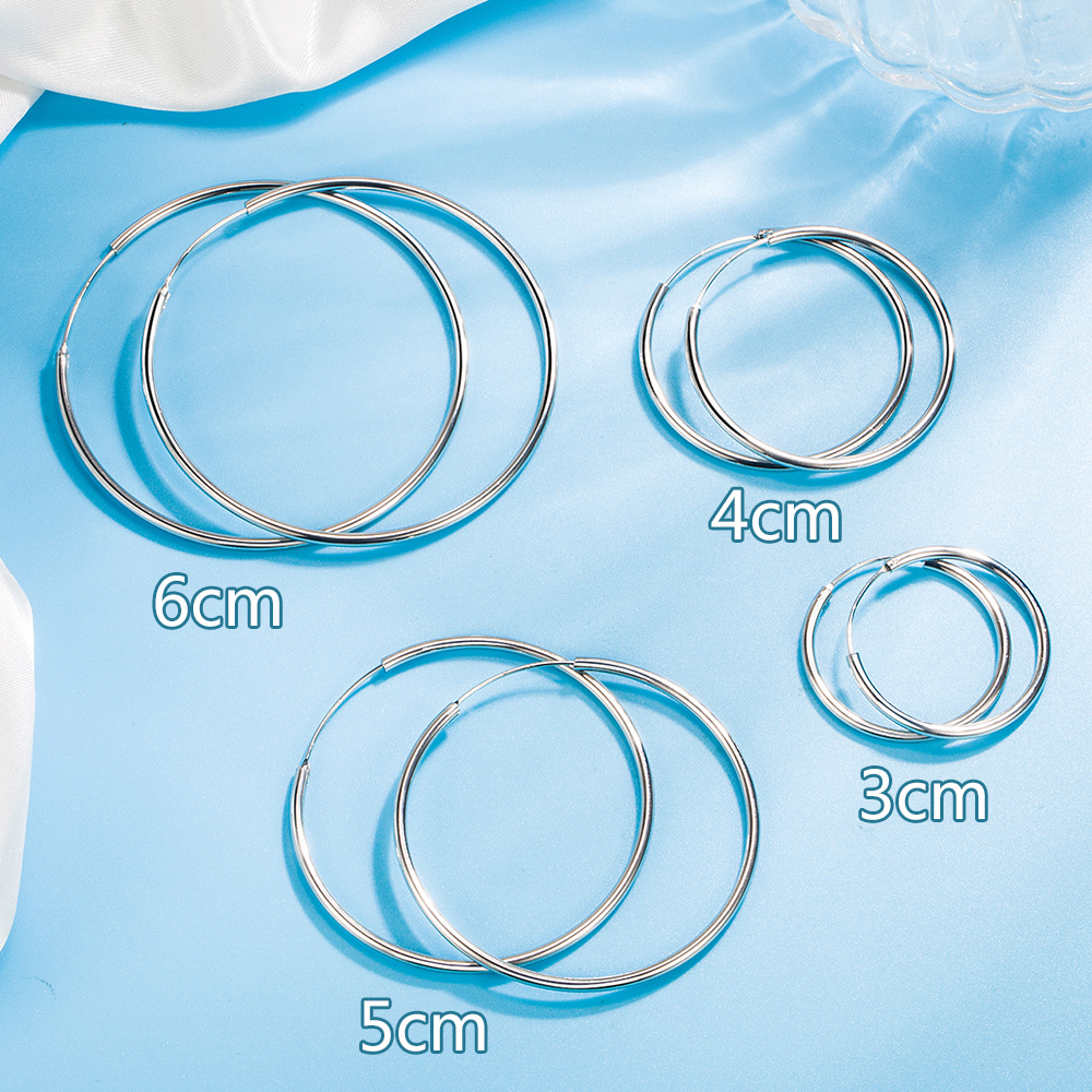 Pendientes de aro redondos de 3/4/5/6CM para mujer, Plata de Ley 925, accesorios de joyería de calidad de lujo para fiesta a la moda, Navidad GaaBou