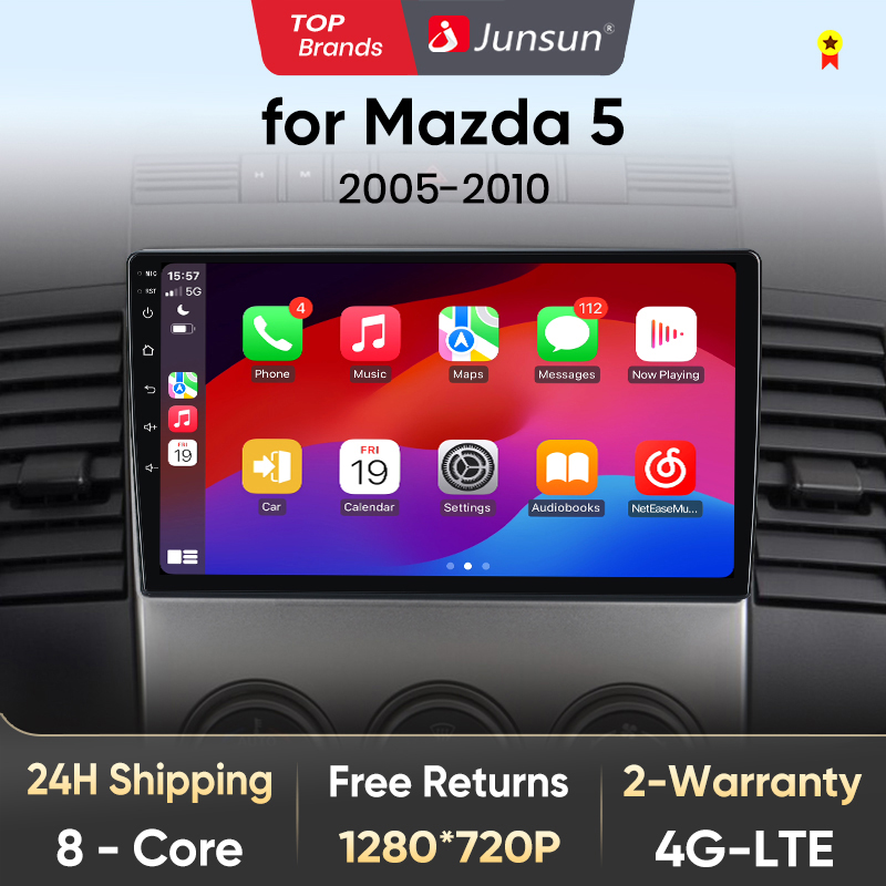 Junsun V1 AI voz inalámbrica CarPlay Android Auto Radio para Mazda 5 2005 - 2010 4G coche Multimedia GPS 2din autoradio