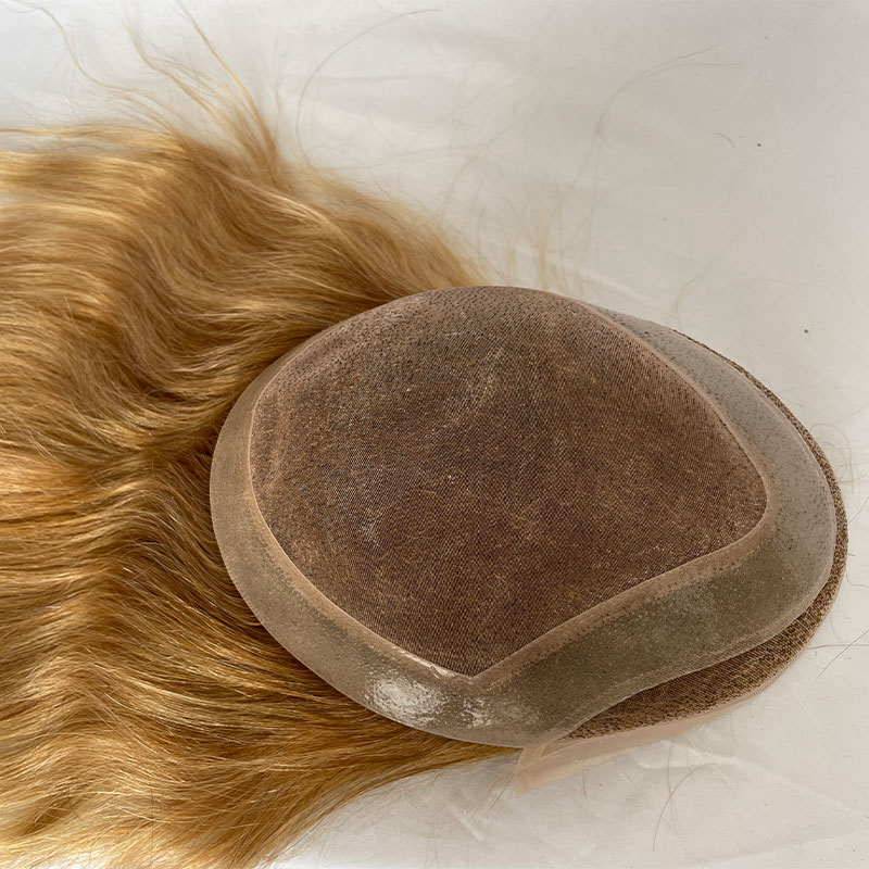 Prótesis Capilar Fina de Monofilamento de Cabello Humano Largo para Hombres, Peluca Ombre Rubio de 12 Pulgadas, 130% de Densidad, Sistema de Reemplazo de Cabello 10x8 para Hombres