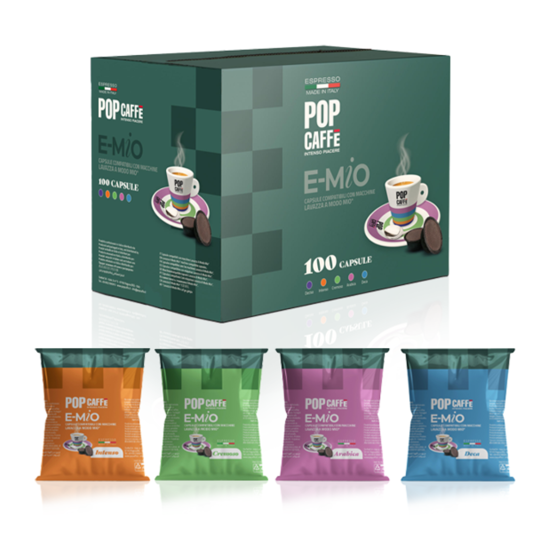 100 Capsule Caffè Pop Caffè E-Mio Compatibili con Macchine Lavazza A Modo Mio