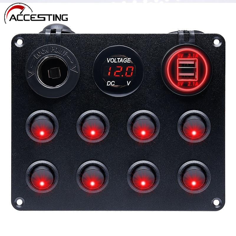Panel de interruptor basculante de 5 entradas y 8 entradas, Control Usb para coche, camión, barco marino, RV, ATV, UTV, Camper, caravana, disyuntor