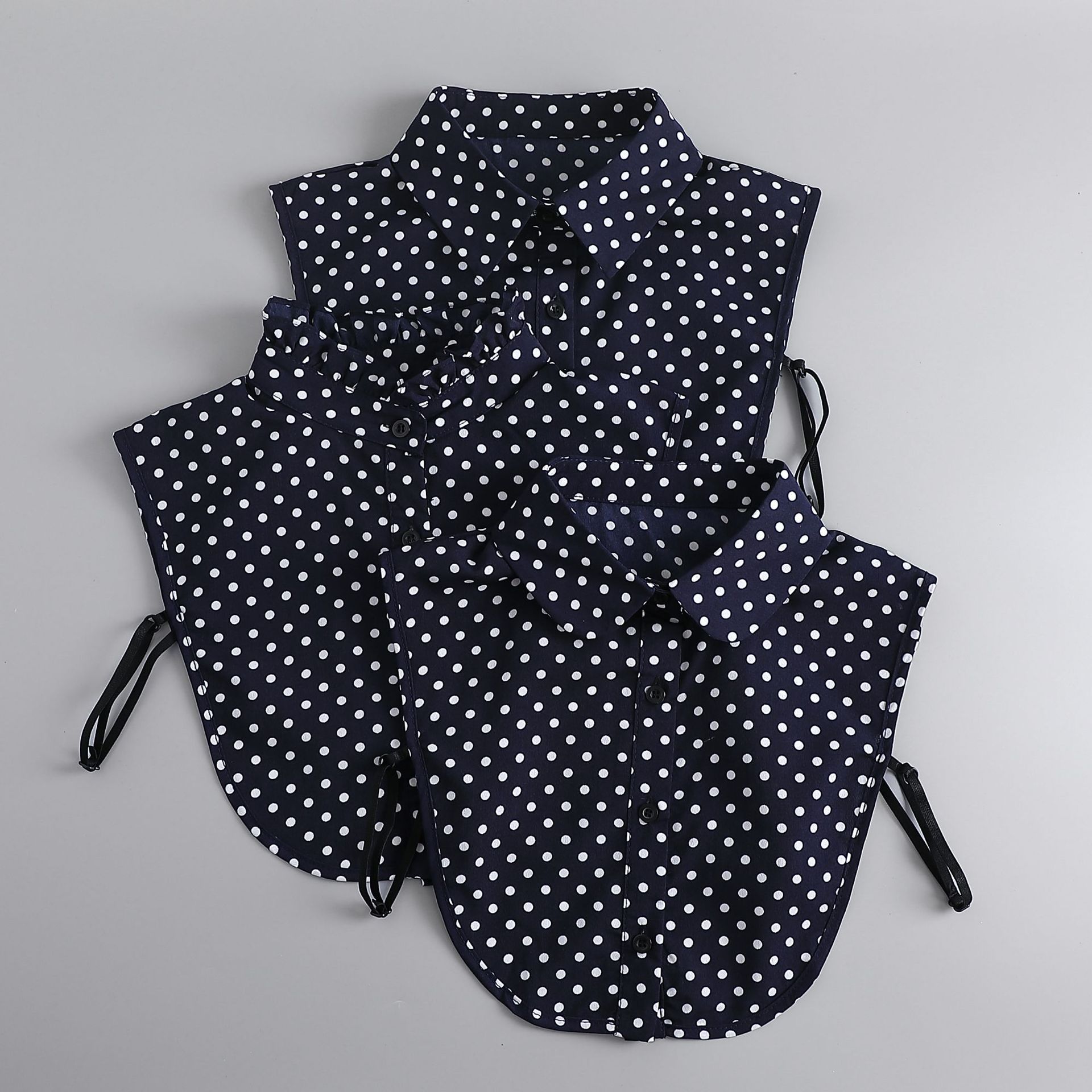 Gravata frontal de algodão para mulheres, bolinhas, gola falsa, lapela, gola destacável, camisa feminina, colar falso, decoração de vestido