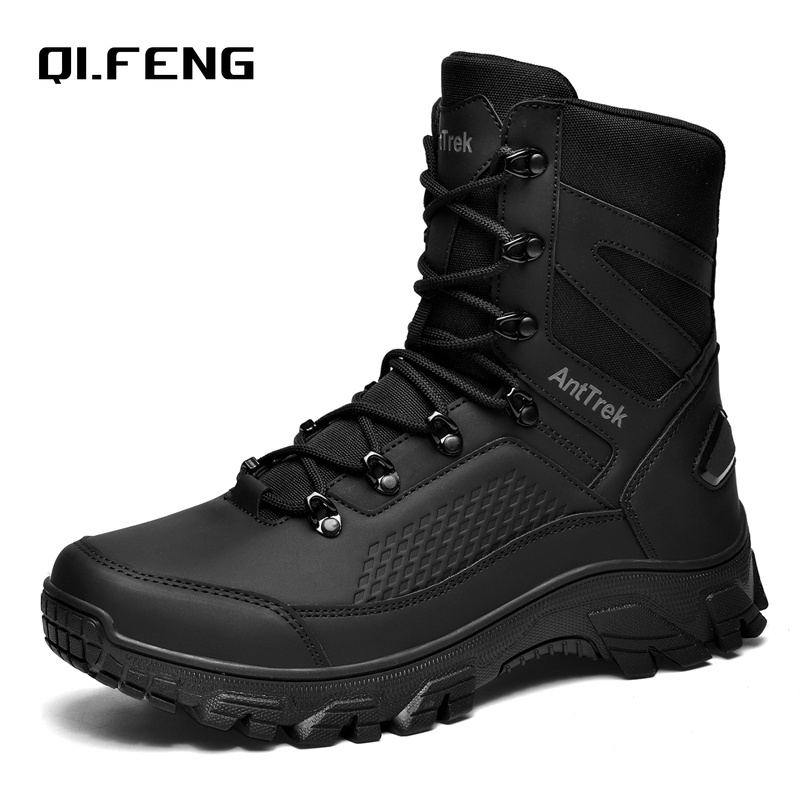 Large Outdoor Training Battlefield Boots Men's High Top Anti Slip Work Boots Autumn Winter Outdoor Mountaineering Hiking Shoes