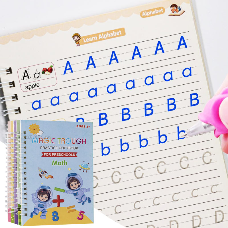 Nuovo riutilizzabile apprendimento matematica inglese 3D calligrafia libro disegno quaderno numeri educazione per bambini lettera pratica giocattolo regali