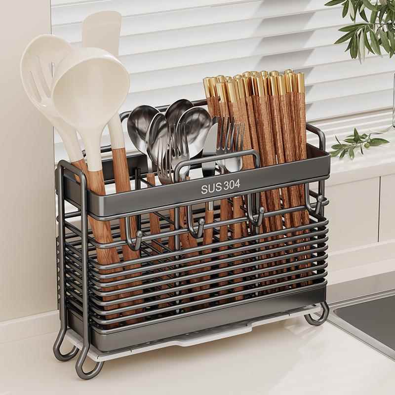 Wall-Mounted 304 Stainl Steel Spoon Holder Kitchen Utensil Storage Box Home Use Fast Spoon Ra Organizer u Que Brand