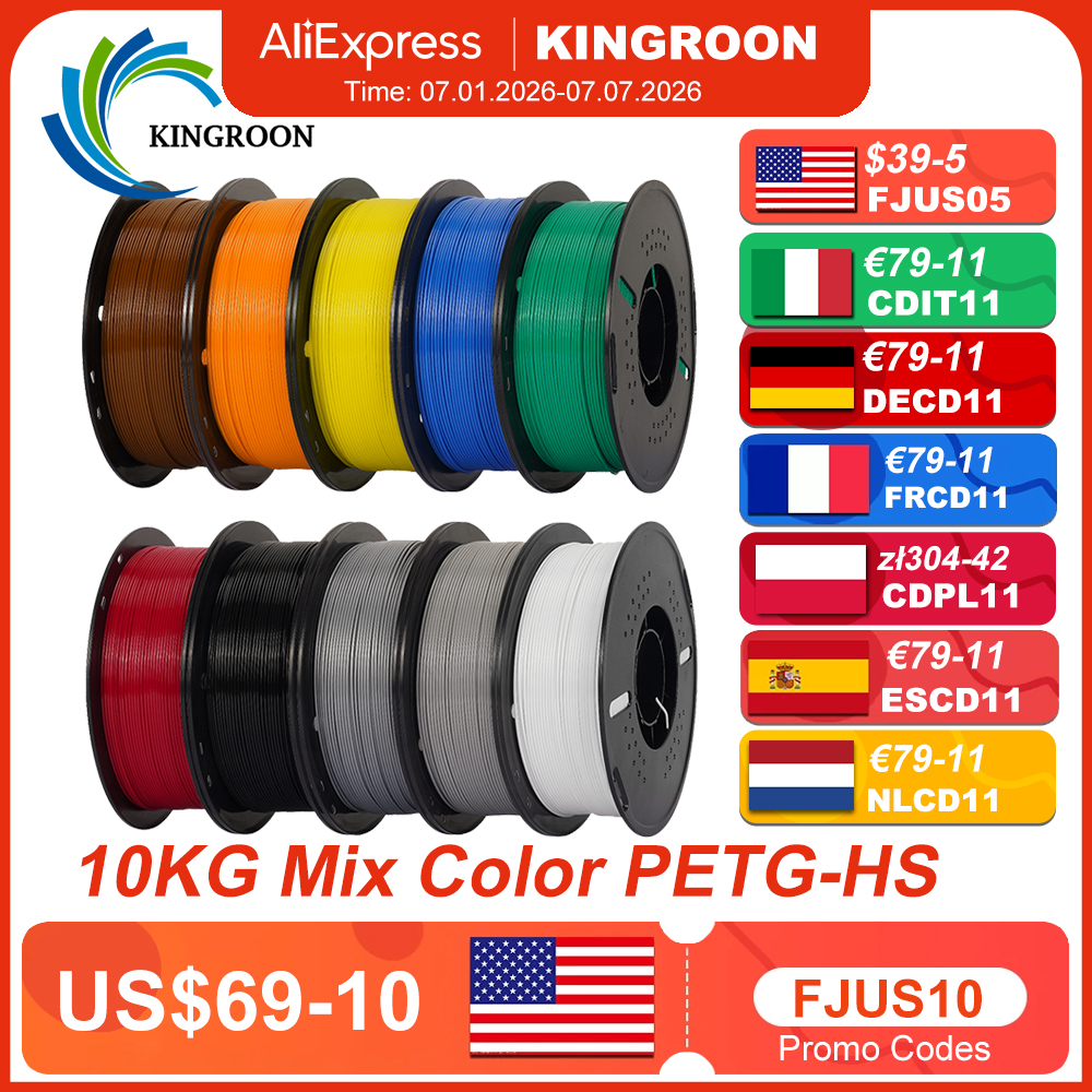 Filament Hyper PETG 5/10 KG, szybki włókno do drukarki 3D, 1 kg/szpula (2,2 funta), żarnik do drukarki 3D Dobra wytrzymałość Nietoksyczny