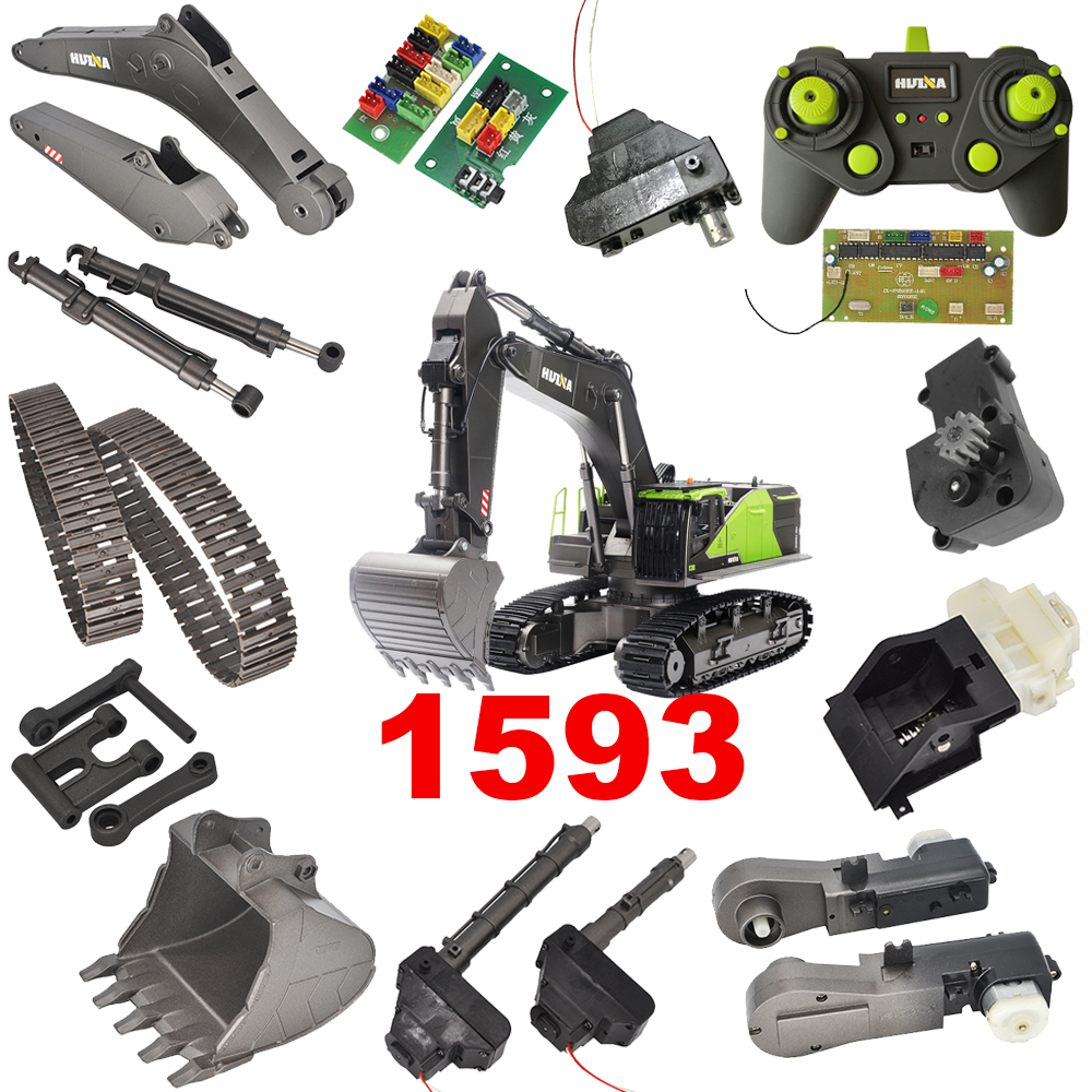 HUINA 1/14 1593 593 22CH Excavator เกียร์ฟันกล่องโลหะ PUSH Rod Gripper Quick Hitch ถังแขนเดินมอเตอร์ของเล่นชุดอะไหล่