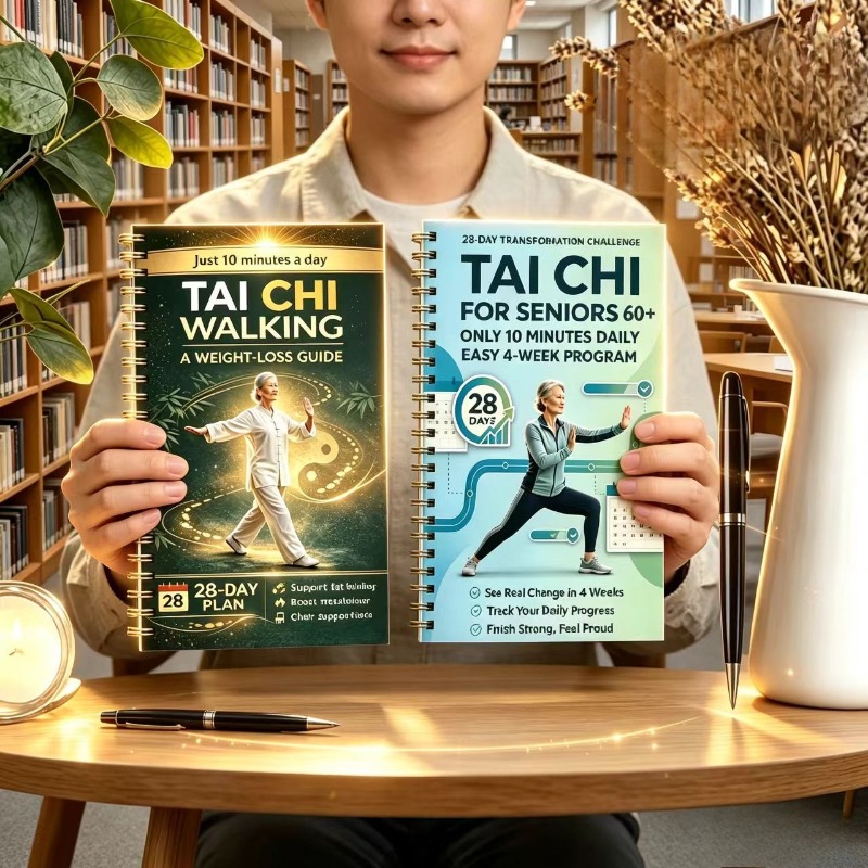 Os livros de fitness Tai Chi são um guia para exercícios de baixa intensidade em cadeira para idosos com mais de 60 anos, 28 dias e 10 minutos por dia.
