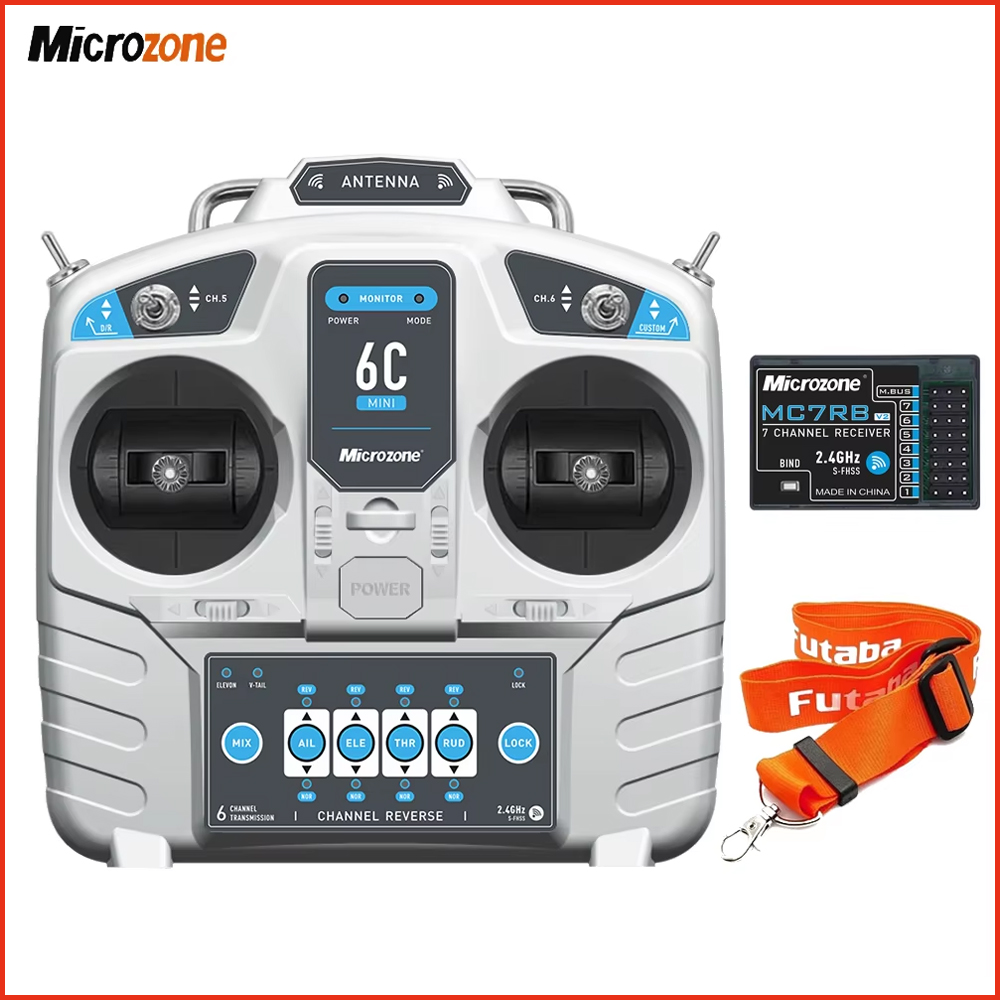 MicroZone MC6C 6C-Mini V2 2.4G 6CH Controller Sender MC7RB Empfänger Funksystem für RC Flugzeug/Auto/Boot Spielzeug