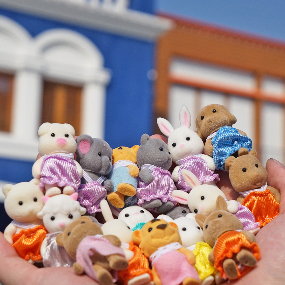 Maison de poupée échelle 1:12, famille forêt, lapin, canard, renne, bébé Animal, ensemble de salon, meubles miniatures, jeux de simulation, cadeaux pour filles