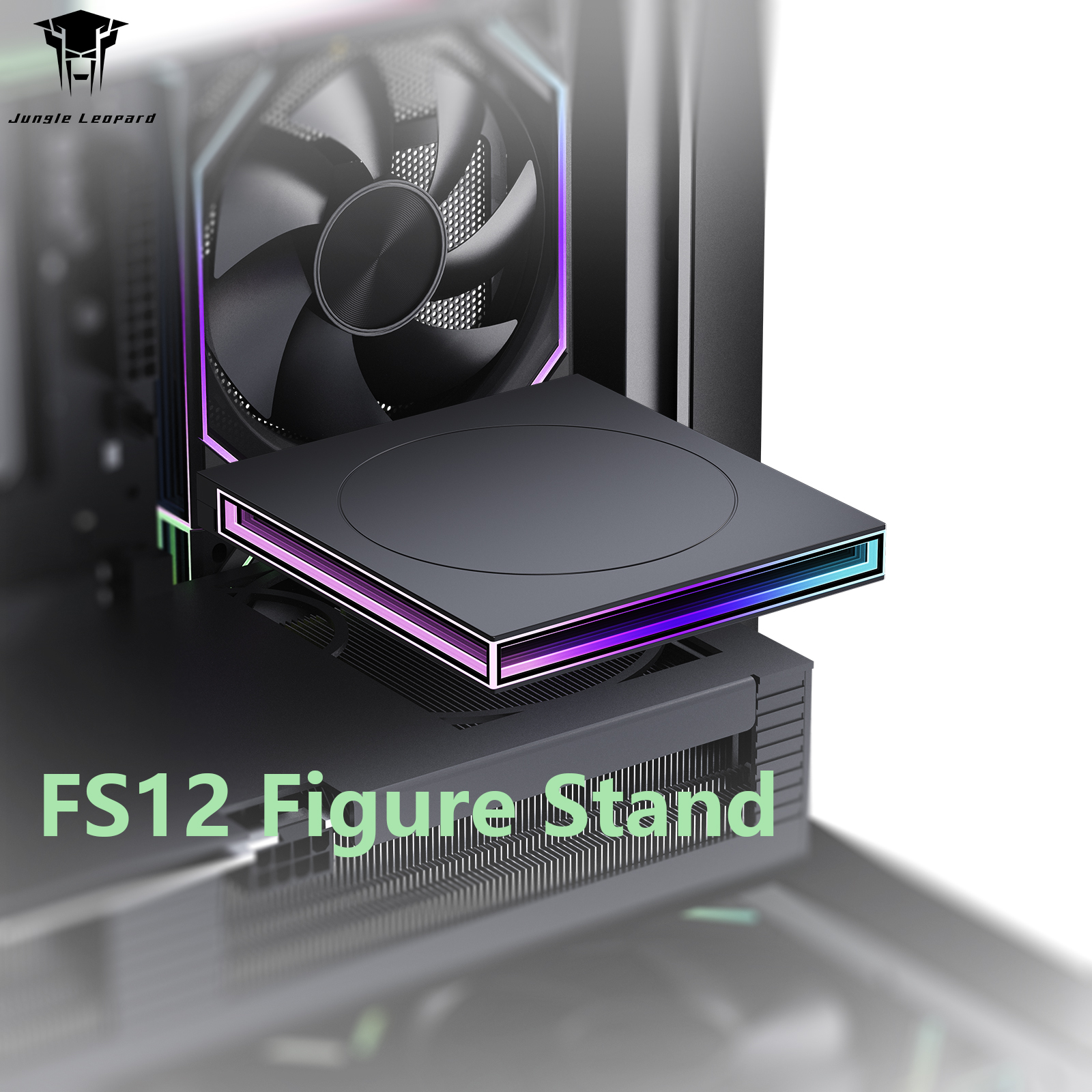 FS12 Lampu LED Seragam dengan Dudukan dan Rangka untuk Kipas Casing PC, Pajangan untuk Figurine, Seni Kaca Kristal