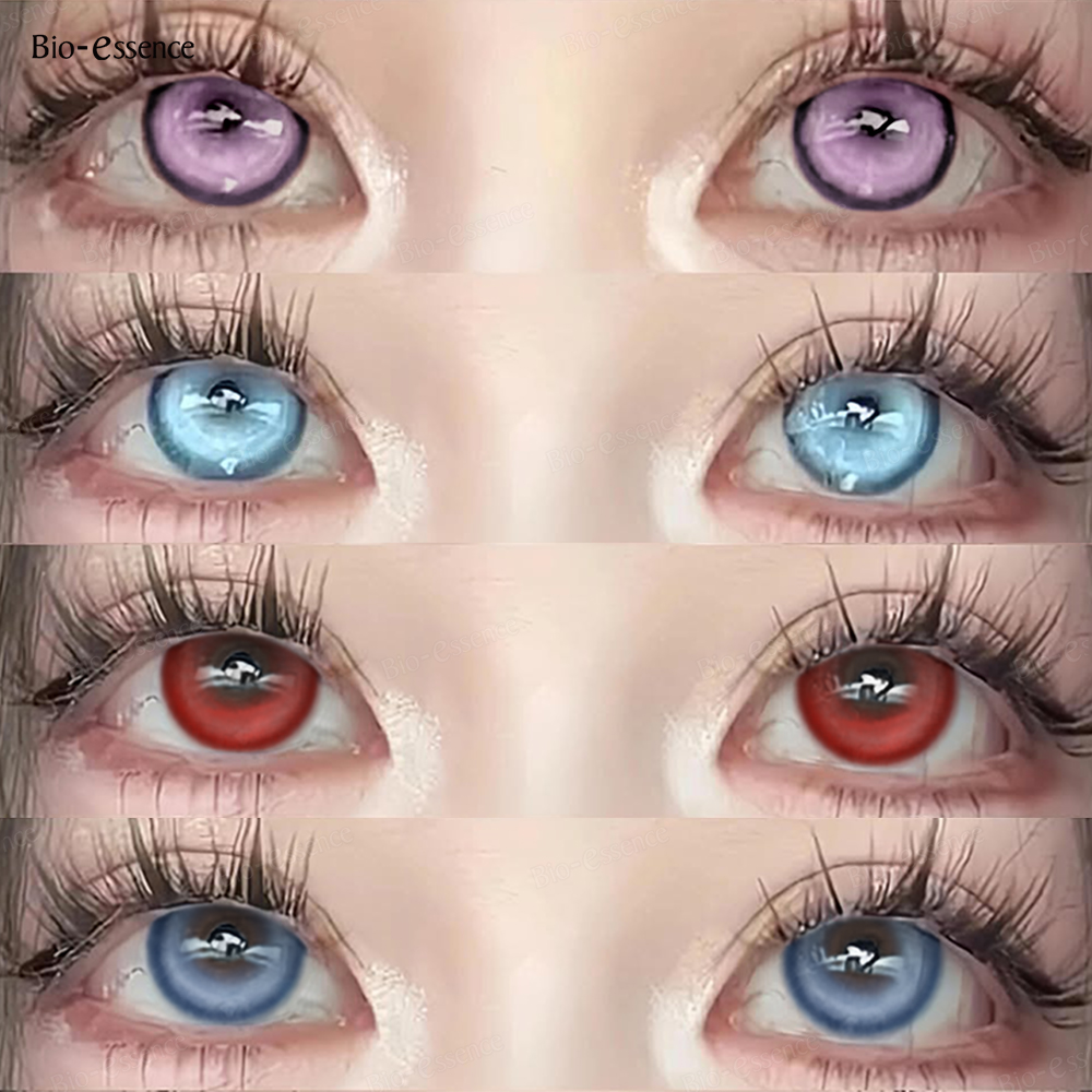 Lentes de contato para o dia das bruxas 2 peças lentes de contato coloridas cosplay lentes roxas 1 ano moda cor beleza lentes bio-essência
