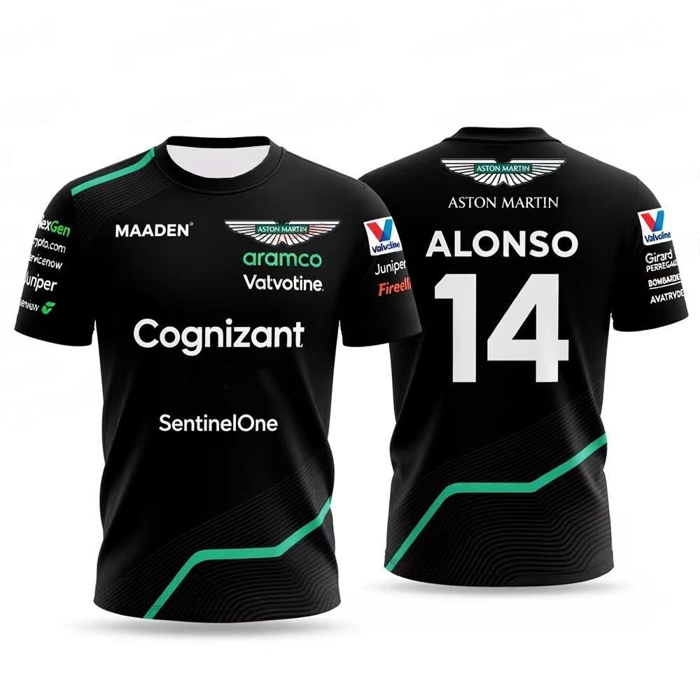 T-shirt Aston Martin da Uomo, Tuta da Corsa Fernando Alonso 14, T-shirt Traspirante ad Asciugatura Rapida, T-shirt Vettel 5, T-shirt Stroll 18