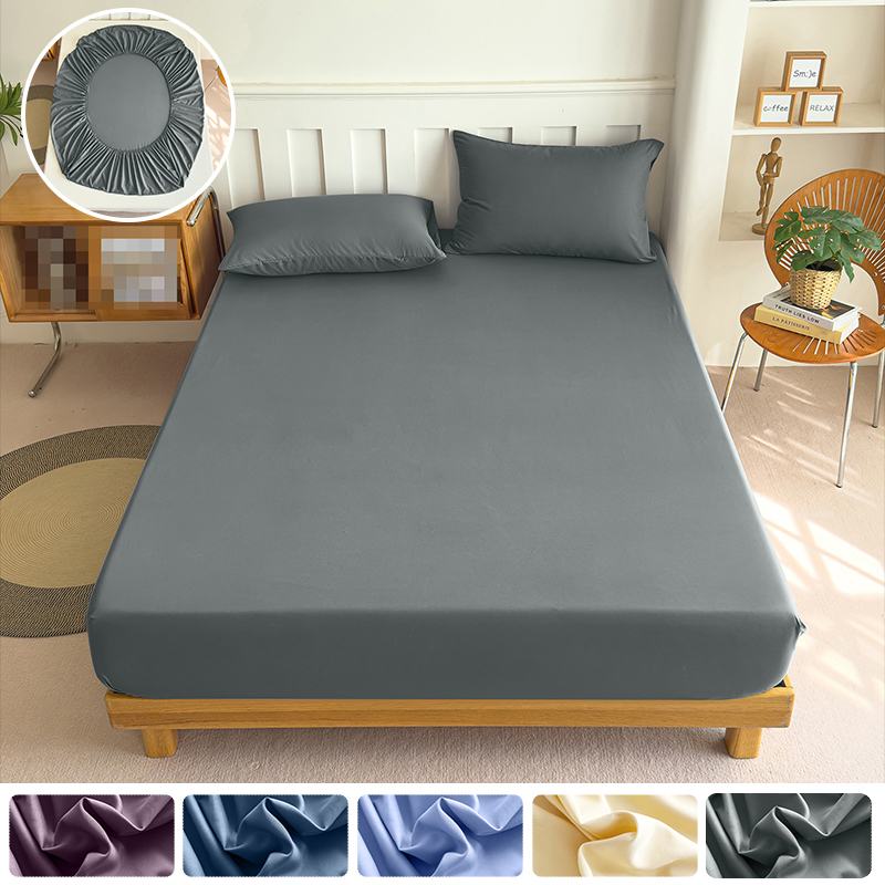 Sábana Ajustable con Banda Elástica 90/120/150/180x200, Protector de Colchón de Color Sólido para Camas Individuales, Dobles y King Size, 100% Poliéster