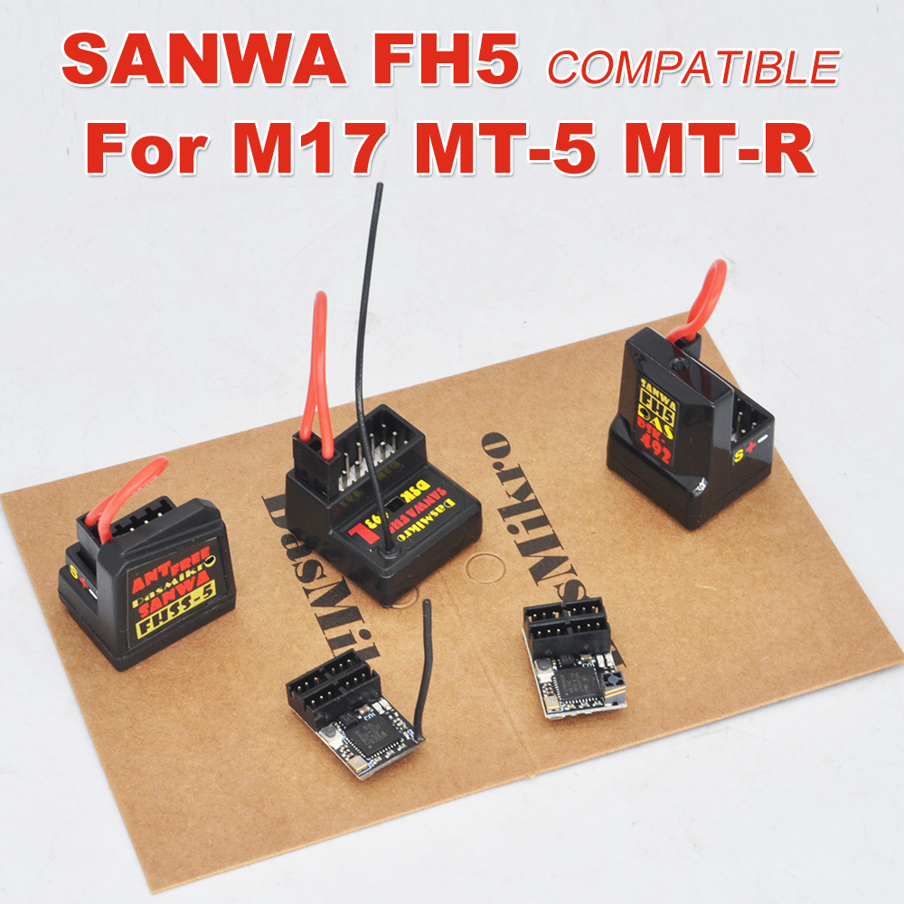 Sanwa FH5 4 Saluran Kompatibel Penerima FHSS-5 Mini Standar Kecepatan Tinggi untuk Mobil RC Mobil Drift Balap Sanwa M17 MT-5 MT-R Radio