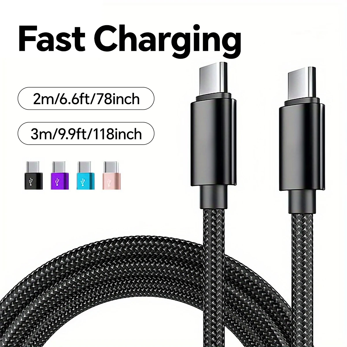 66W 5A нейлон 1 м 2 м 3 м USB C к кабелю для быстрой зарядки типа C для Iphone 15 16 Pro Max Samsung S24 Xiaomi OPPO зарядный кабель