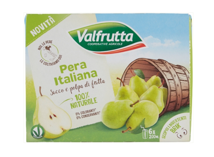100% natürlicher Birnen geschmack pera italiana 6x200ml-valfrutta