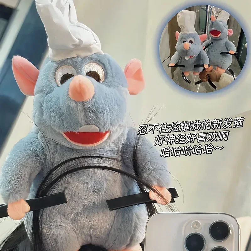 Disney Ratatouille Hairband ใหม่การ์ตูนตุ๊กตา Plush Headband ภาษาฝรั่งเศสคํากว้าง Brimmed Hairpin Photo Headdress ความคิดสร้างสรรค์สาวของขวัญ