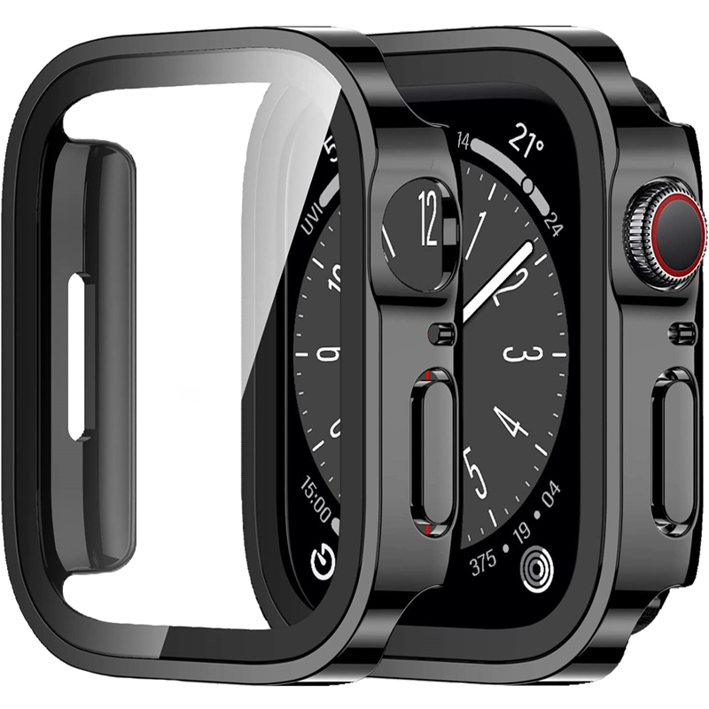 Funda de vidrio para Apple Watch 42, 46mm, 45mm, 41, 49, 44mm, 40mm, funda protectora de pantalla de borde recto, funda para iWatch SE 6, 7, 8, 9, 10, 11 Ultra