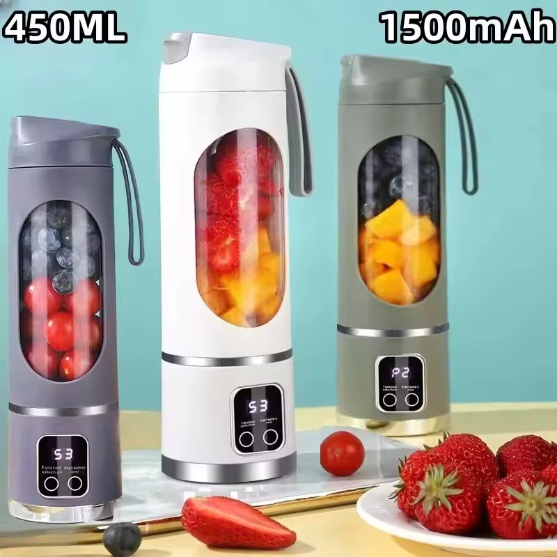 MINI exprimidor eléctrico de hielo triturado con carga para el hogar, potente Motor de 450ML, taza de jugo con pantalla Digital de gran capacidad, novedad de 2025