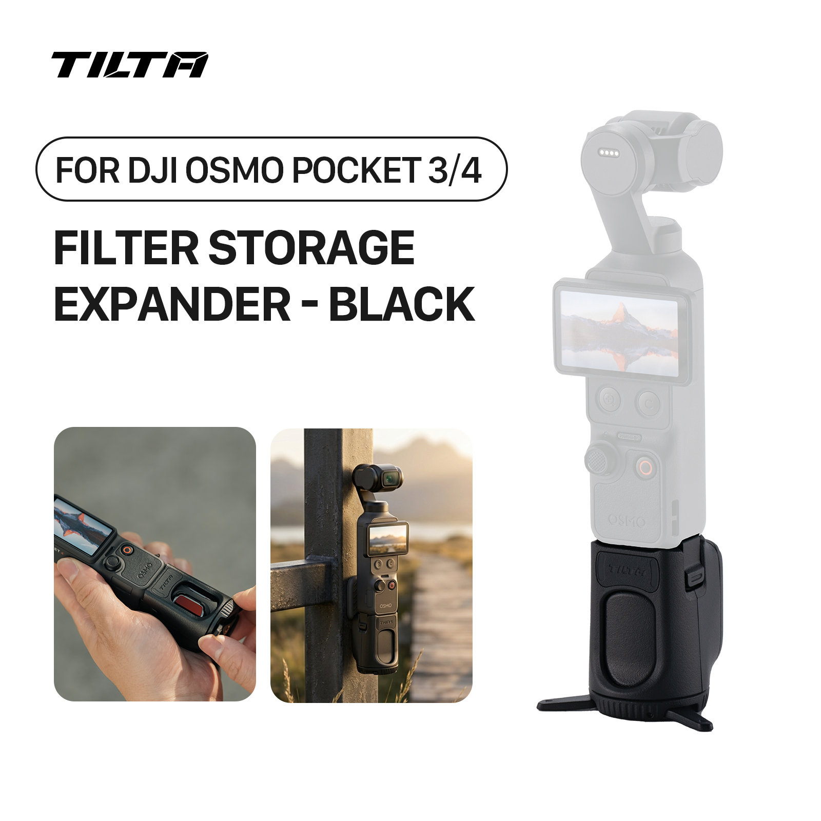 TILTA Przedłużka do przechowywania filtrów do DJI Osmo Pocket 4 Pocket 3 Akcesoria Uniwersalne etui Zestaw filtrów VND POLA CPL TA-T65-FSE-B