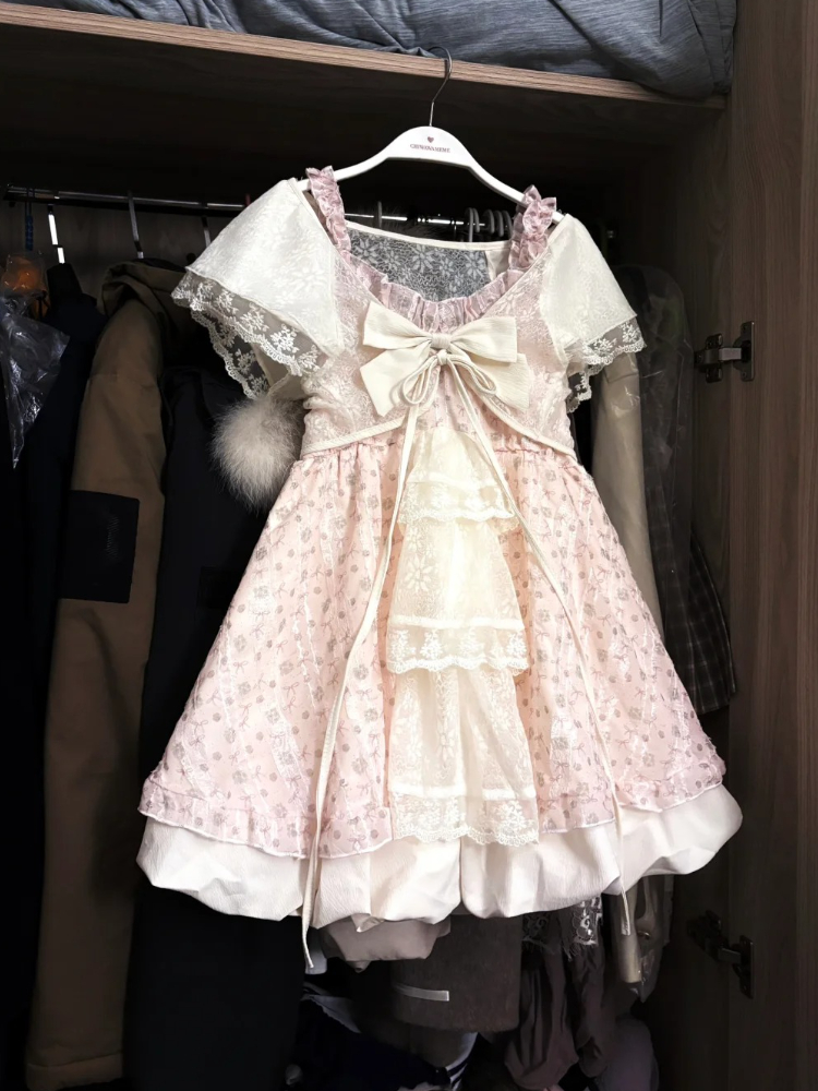 Japanse Kawaii Zoete Vrouwen Jurk Sets Vintage Fee Band Ontwerp Korte Jurken Harajuku Mode Kant Vrouwelijke Casual Chic Outfits