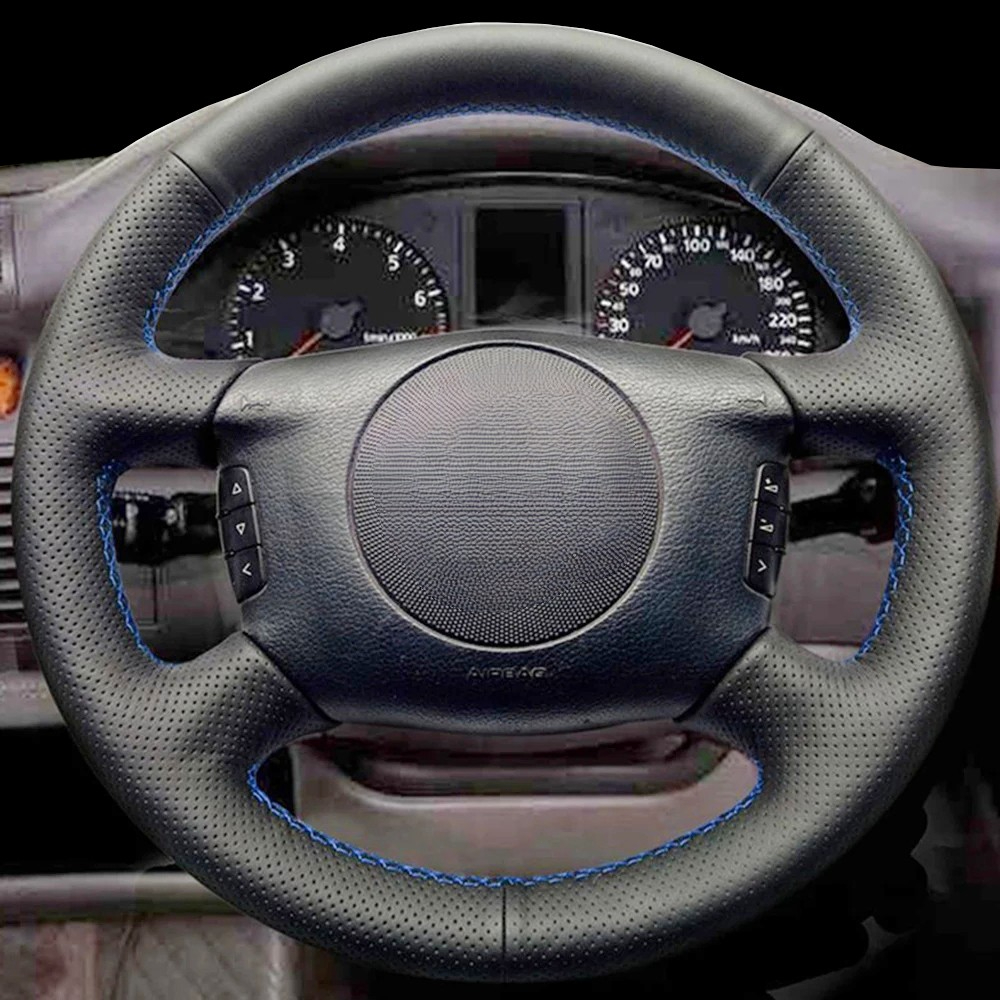 DIY czarny sztuczna skóra antypoślizgowa osłona na kierownicę do samochodu dla Audi A6 (C5) A2 (8Z) Avant A8 (D2) S4 2003-2005