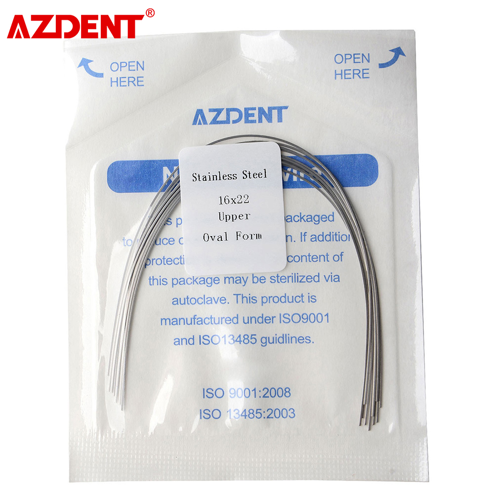 10 ピース/パック AZDENT 歯科矯正アーチワイヤーステンレス鋼ラウンド/長方形楕円形オルトアーチワイヤー歯科医ツール