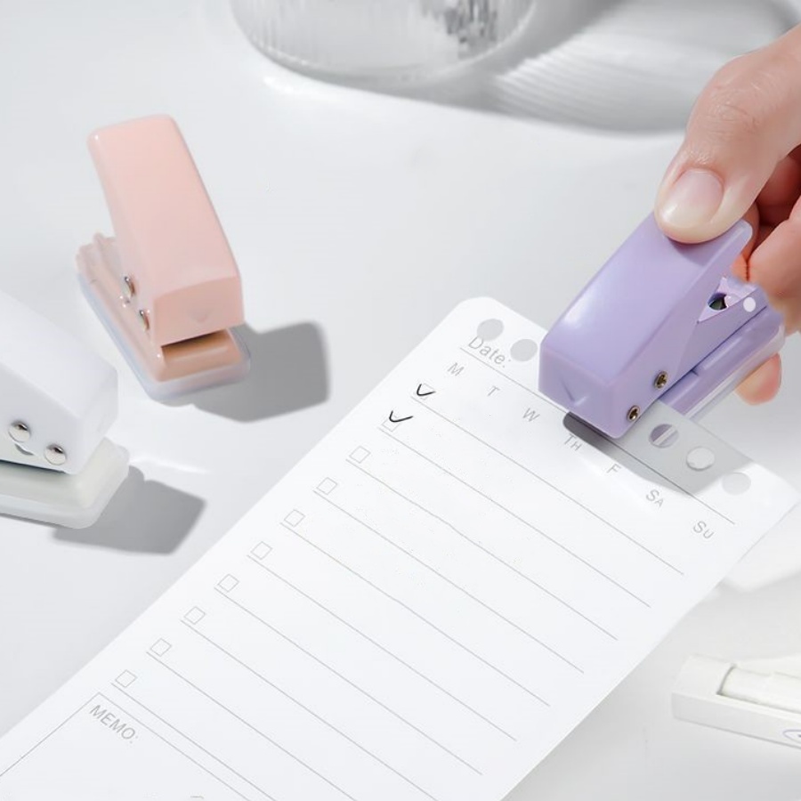 Mini perforadora de un solo orificio, perforadora manual de papel de hojas sueltas de 6mm, papelería de oficina para estudiantes, bricolaje, 1 ud.